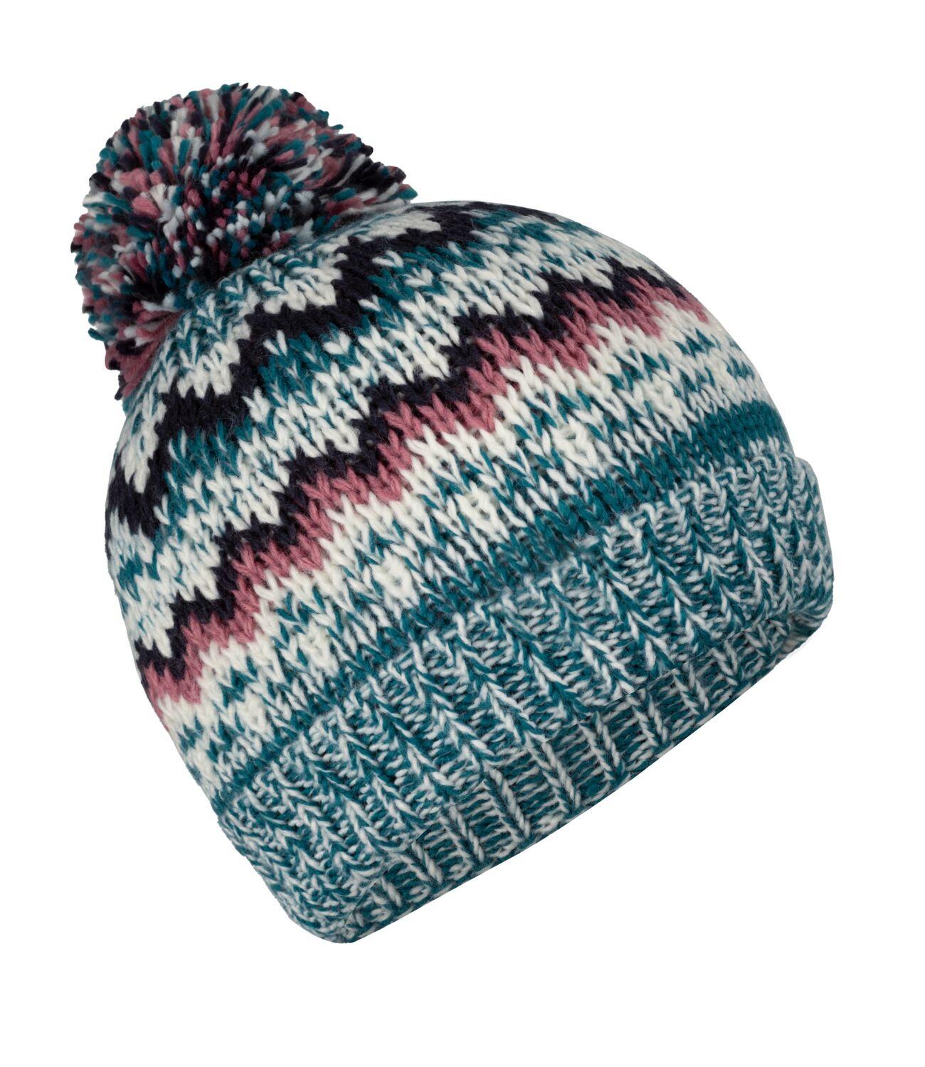 Bonnet à pompon fille Kristiansand bleu-vert/violet/bleu marine 2/2