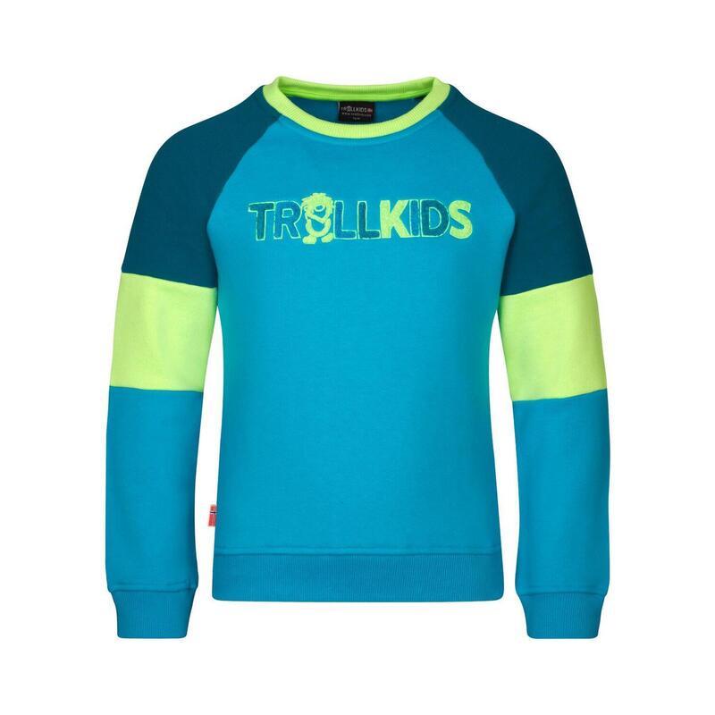Sweat-shirt enfant Trollfjord Vivid-Bleu/Lime/Bleu foncé