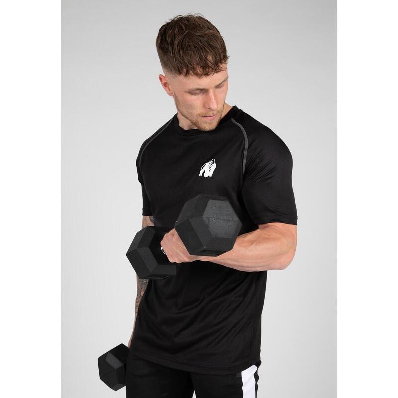 Camiseta Musculación Manga Corta Hombre GORILLA WEAR Performance Negro