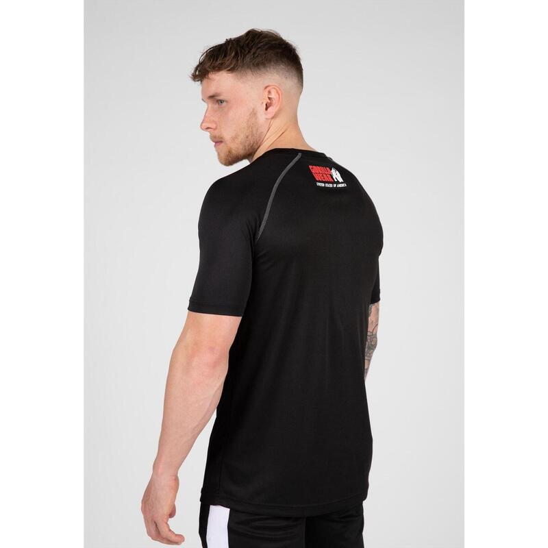 Camiseta Musculación Manga Corta Hombre GORILLA WEAR Performance Negro