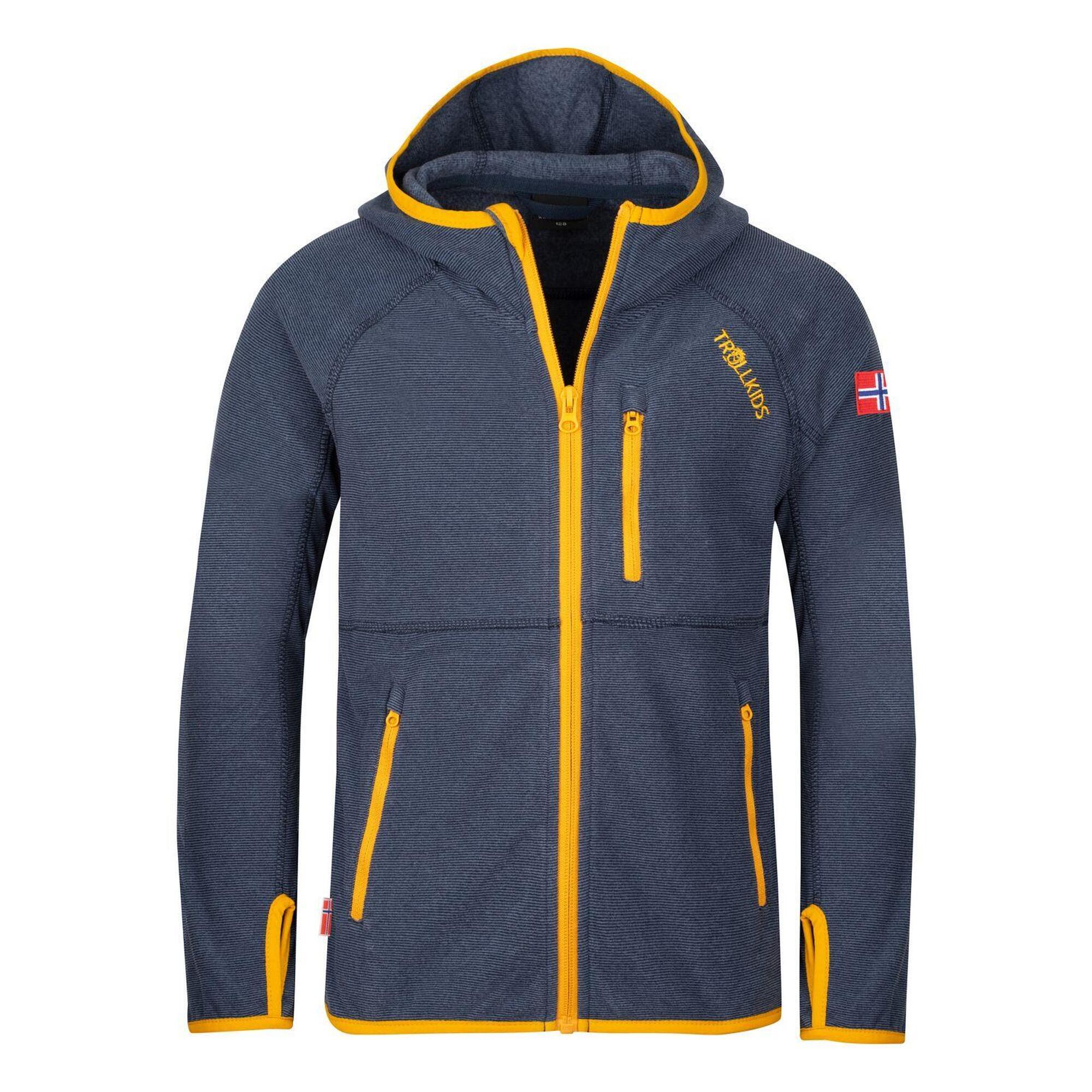 Sandefjord children's fleece jacket mystic blue/golden yellow