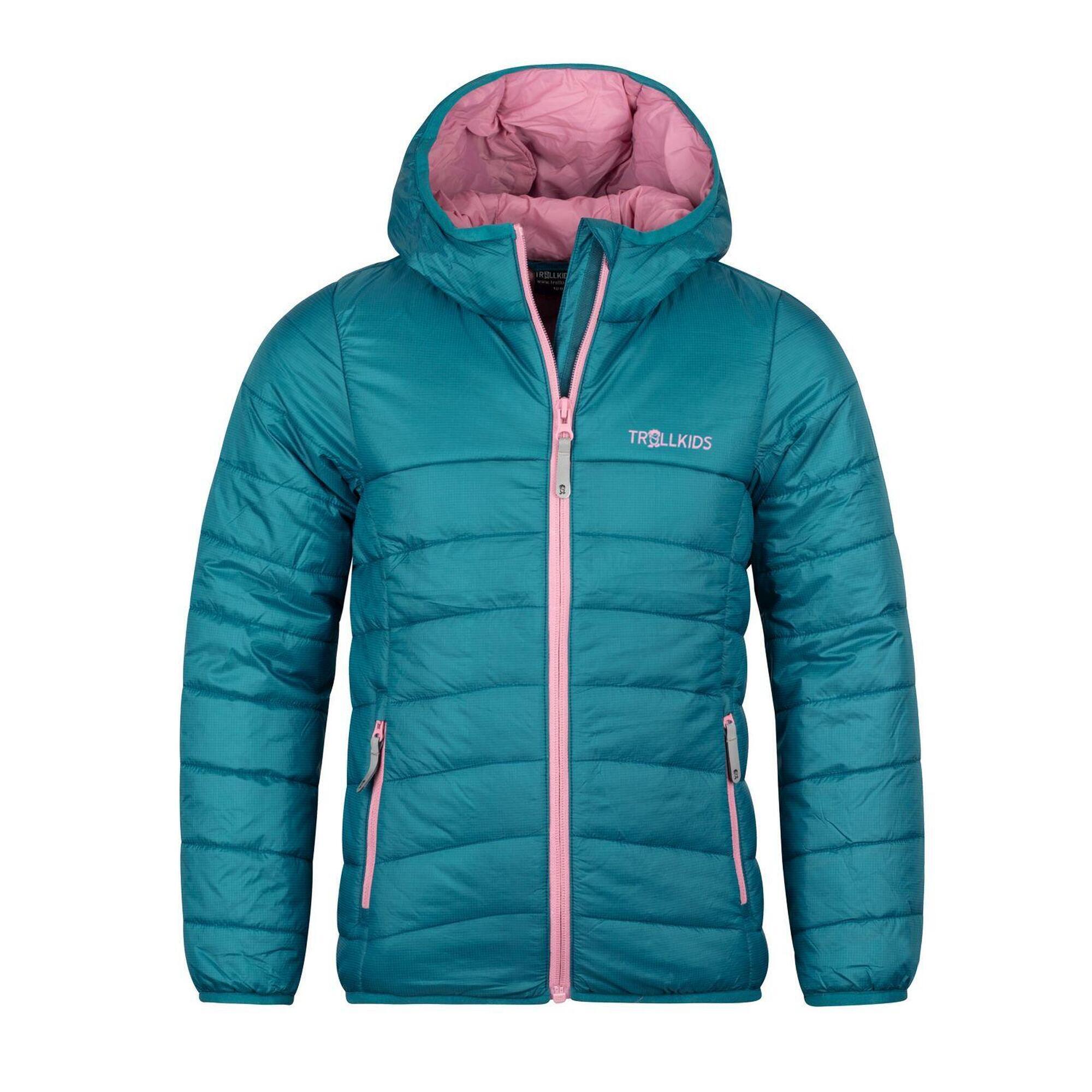 Girl's quilted jacket Eikefjord blue-green/violet