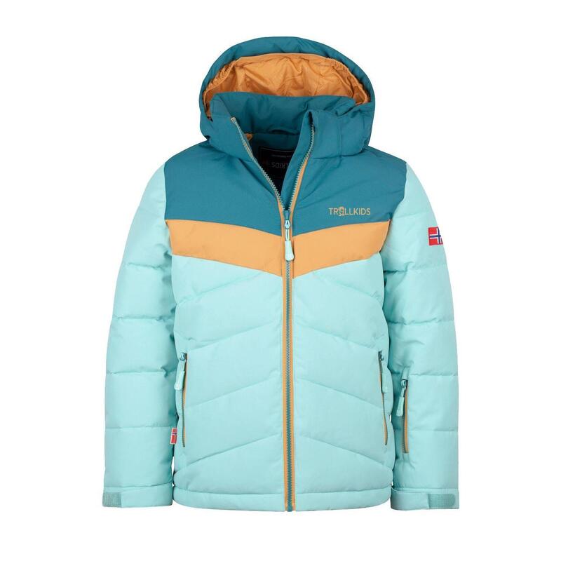 Mädchen Winterjacke Gryllefjord Wasserblau/Blaugrün/Honig