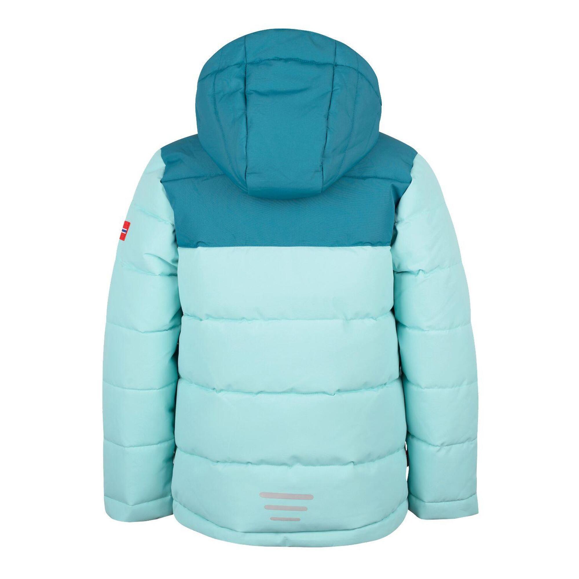 Girls Gryllefjord winter jacket water blue/blue-green/honey