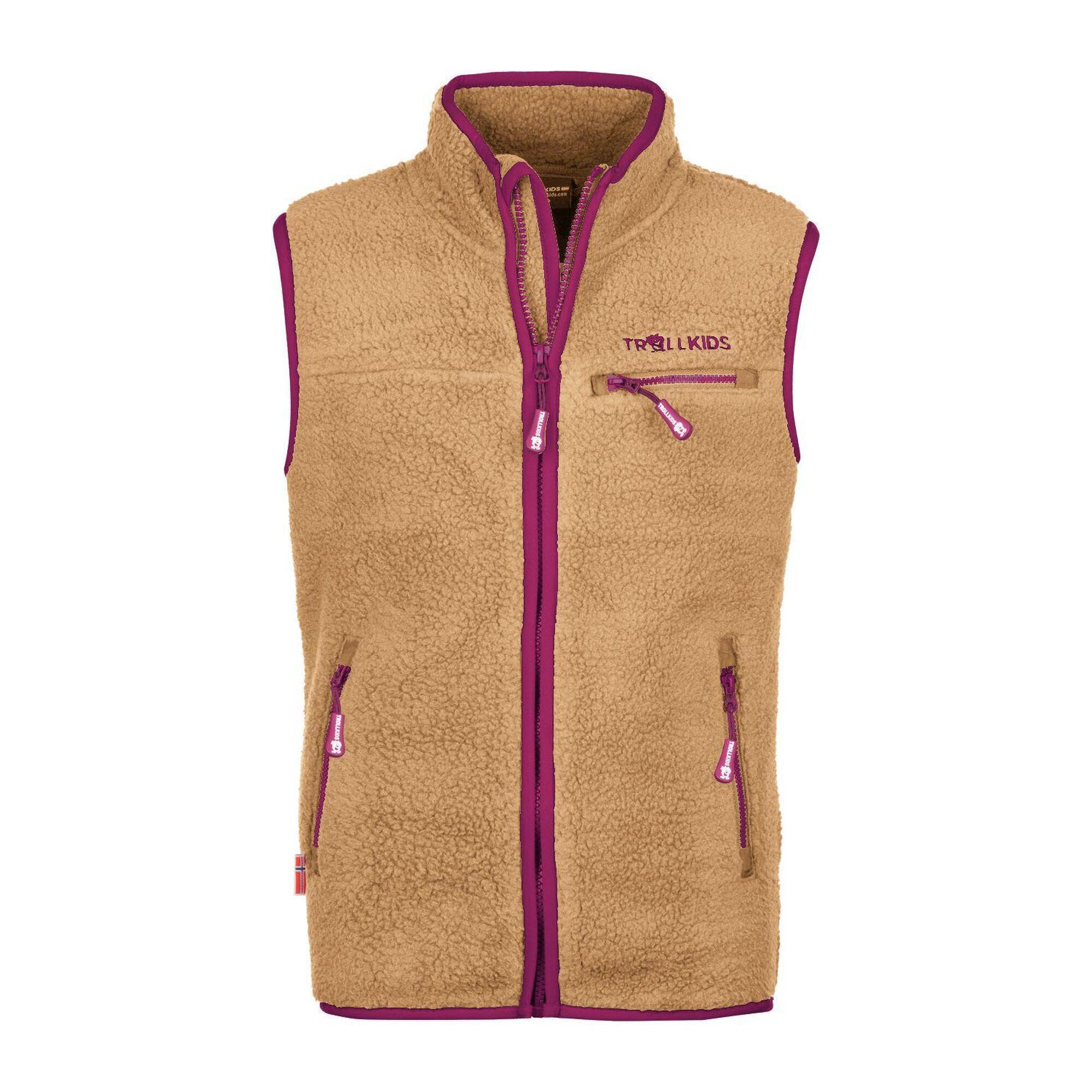 Gilet in pile per bambini Hemsedal giallo miele/legno