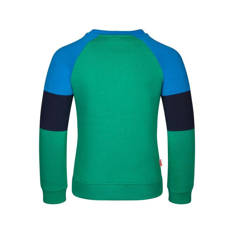 Sweat-shirt enfant Trollfjord vert poivre/bleu marine/bleu ciel