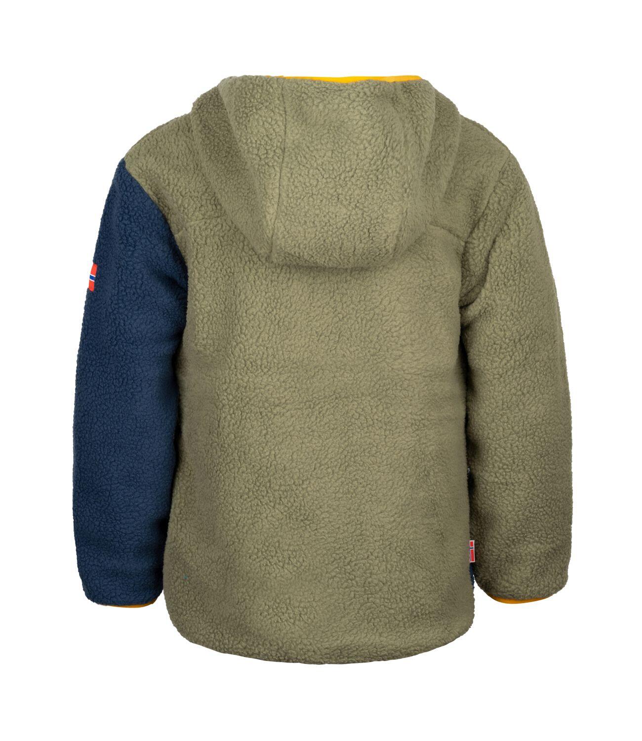 Kinder Fleecejacke Aurlandsfjord Moos/Mystikblau/Goldgelb 2/2