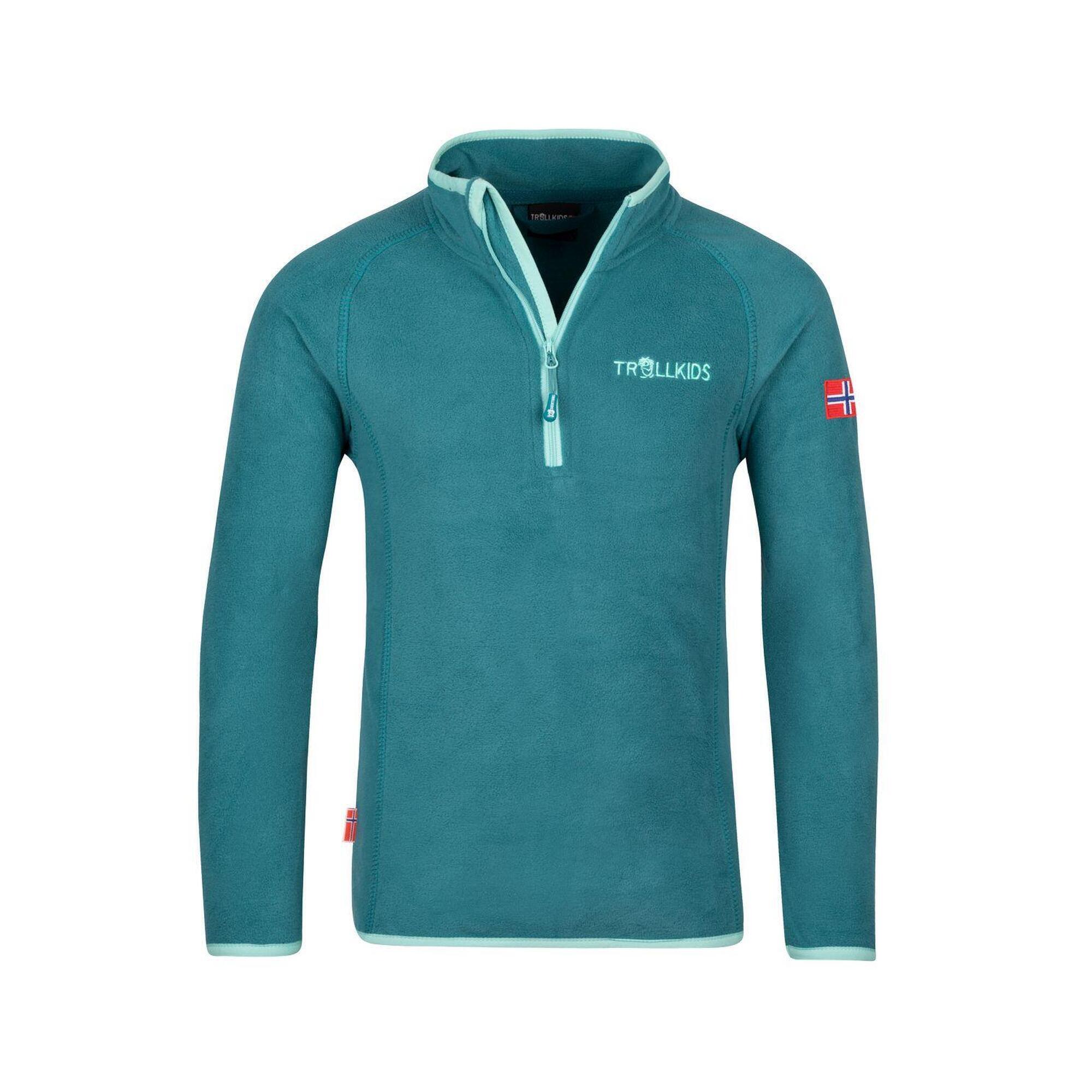 TROLLKIDS Kinder Fleece-Pullover Nordland Blaugrün/Wasserblau
