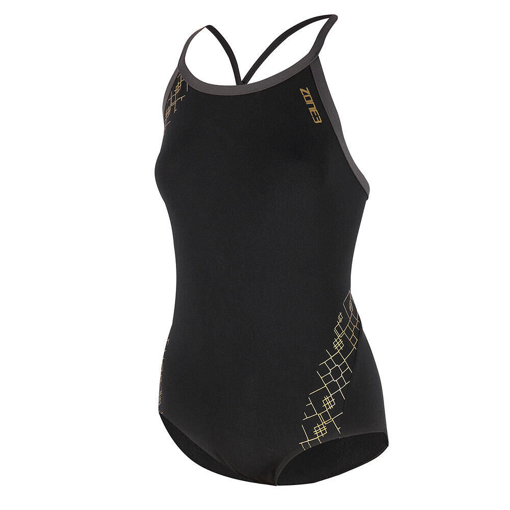 ZONE3 Bound Back Swim Suit Women's BLACK/GOLD