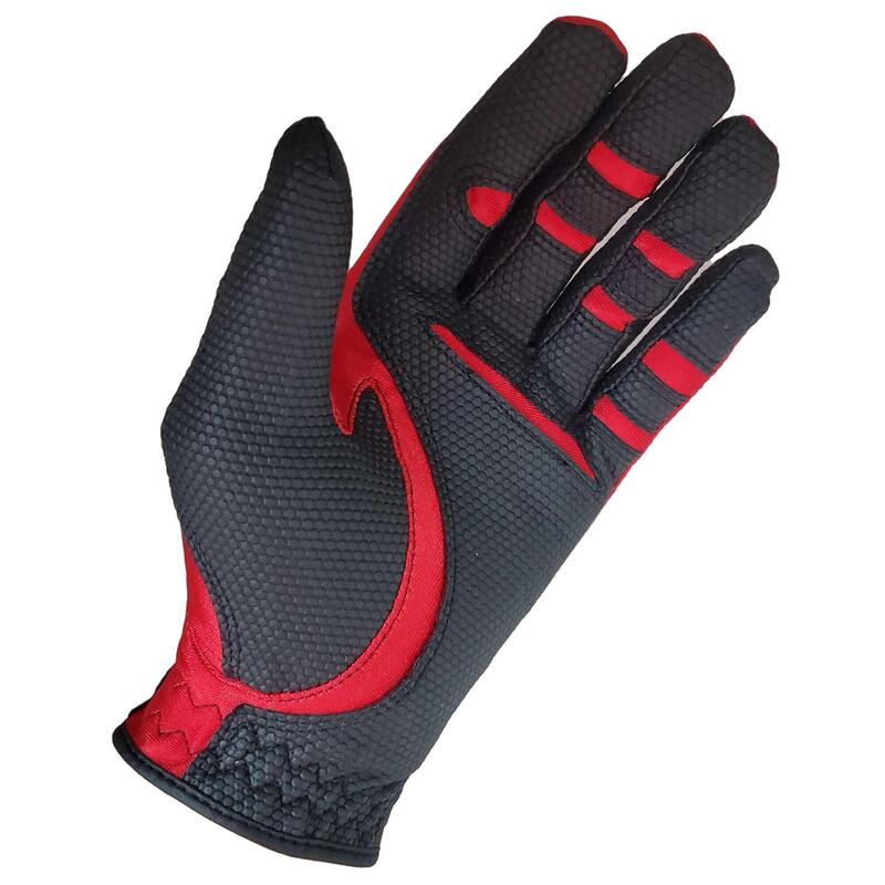 中性彈性透氣高爾夫手套(左手) - 黑色/紅色