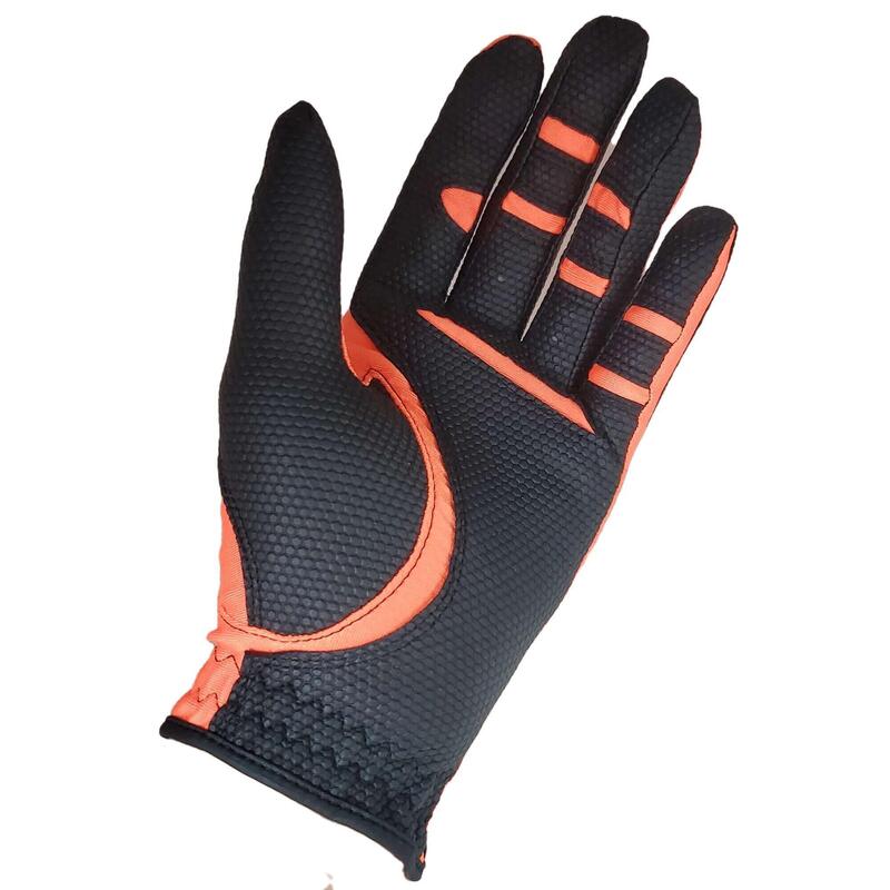 中性彈性透氣高爾夫手套(左手) - 黑色/橙色