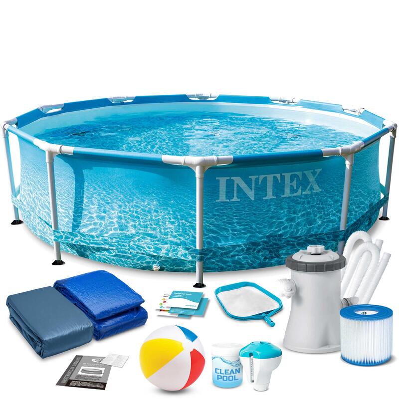 Piscina cu cadru metalic 16in1 INTEX 28208, rotunda, albastra, 305x76 cm