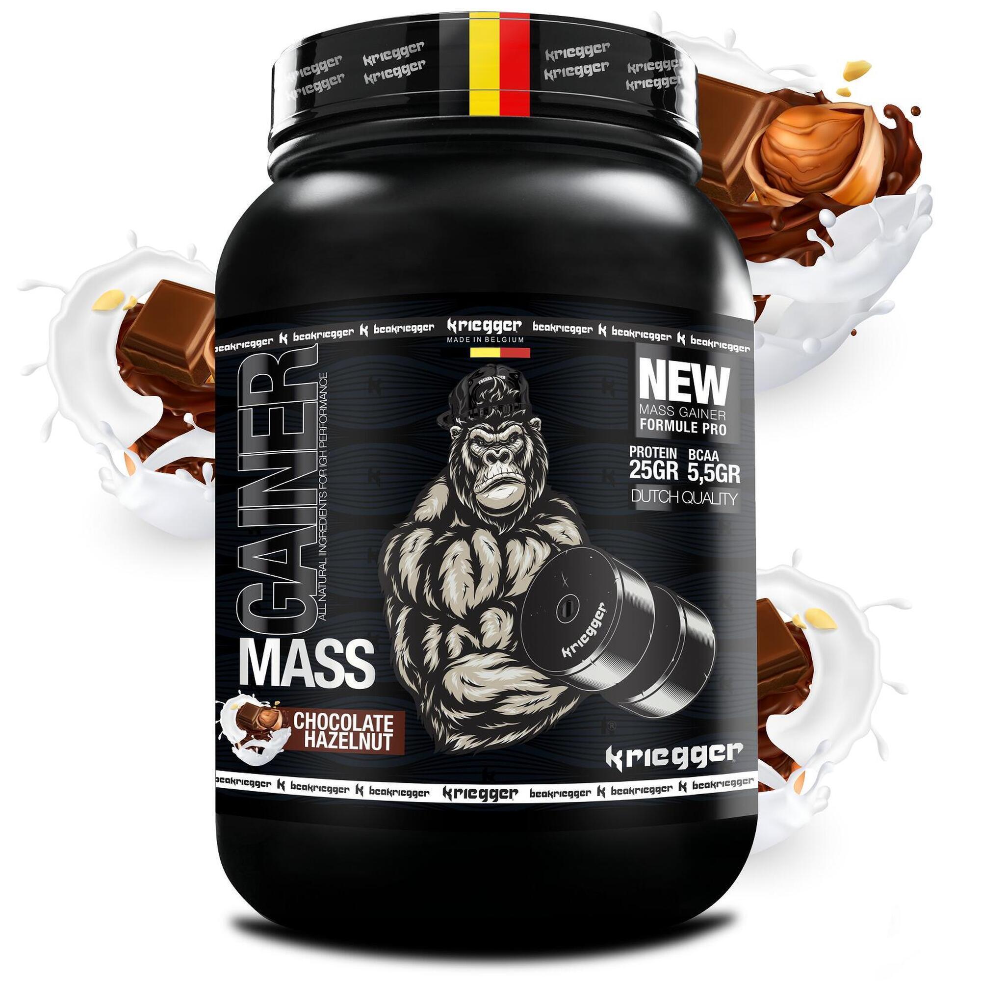KRIEGGER SPORT NUTRITION Gainer Body Weight Echt Smaak Chocolade Hazelnoot 3000GR