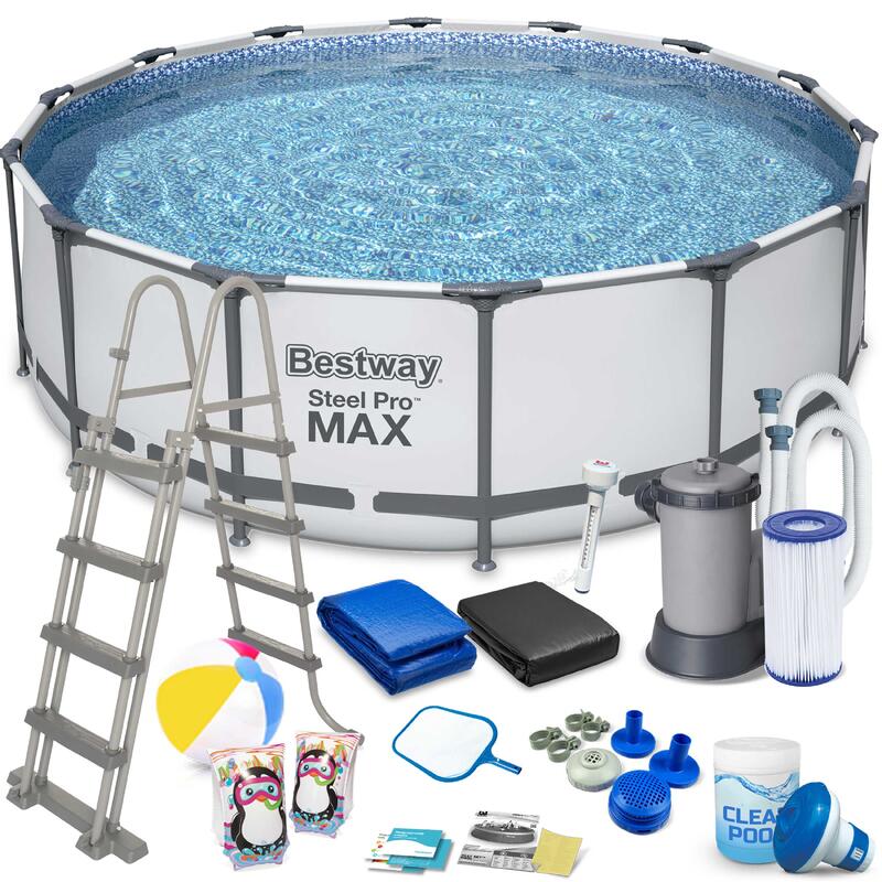 Basen stelażowy do ogrodu Bestway Steel Pro MAX Pool Set 488 x 122 cm 19w1