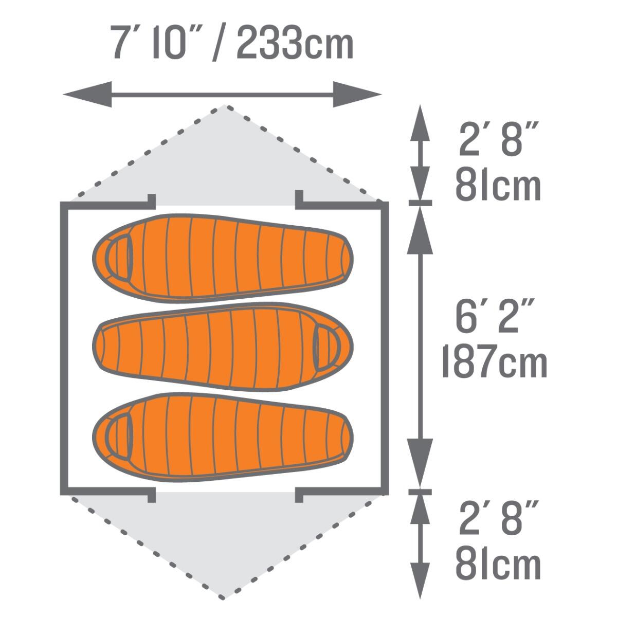 Kelty Vista 3 - 3 Person, 3 Season Lightweight Tent 3/4