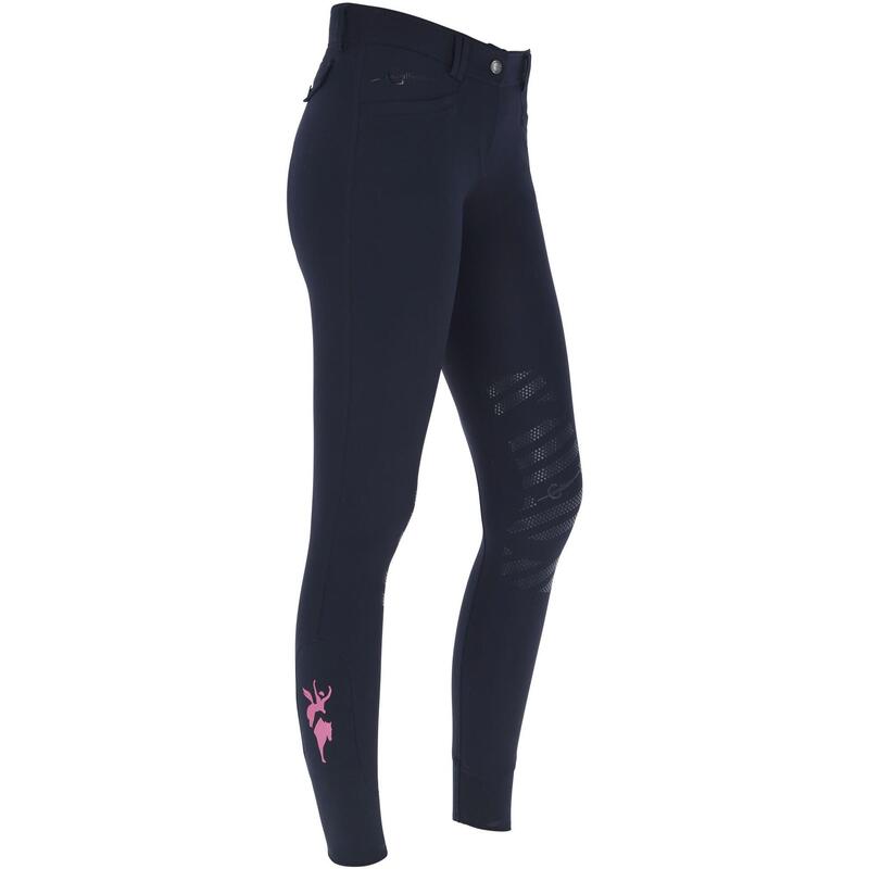 Damen Reithose Silikon Kniebesatz JANNE x PINKRIBBON dark navy