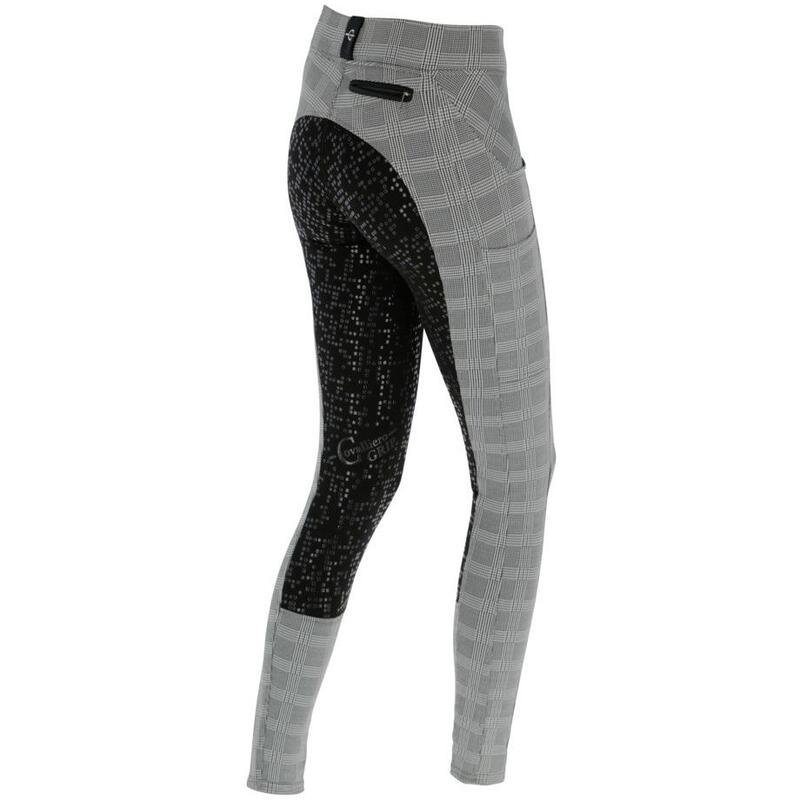 Damen Reitleggings Silikon Vollbesatz SUPERBA Karo grau