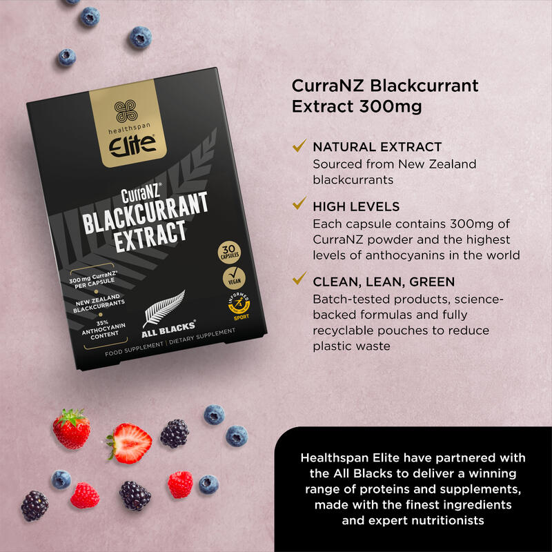 Healthspan Elite All Blacks CurraNZ Blackcurrant Extract, 300mg, Vegan