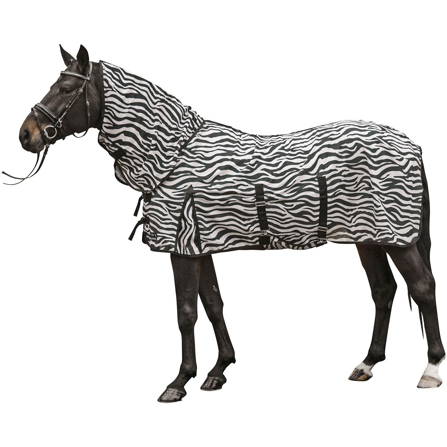 HKM Fliegendecke mit Halsteil und Bauchlatz ZEBRA schwarz/weiß