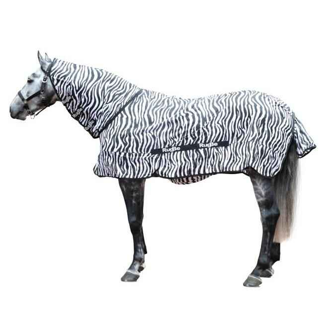 Fliegendecke mit Halsteil RugBe ZEBRA schwarz/weiss