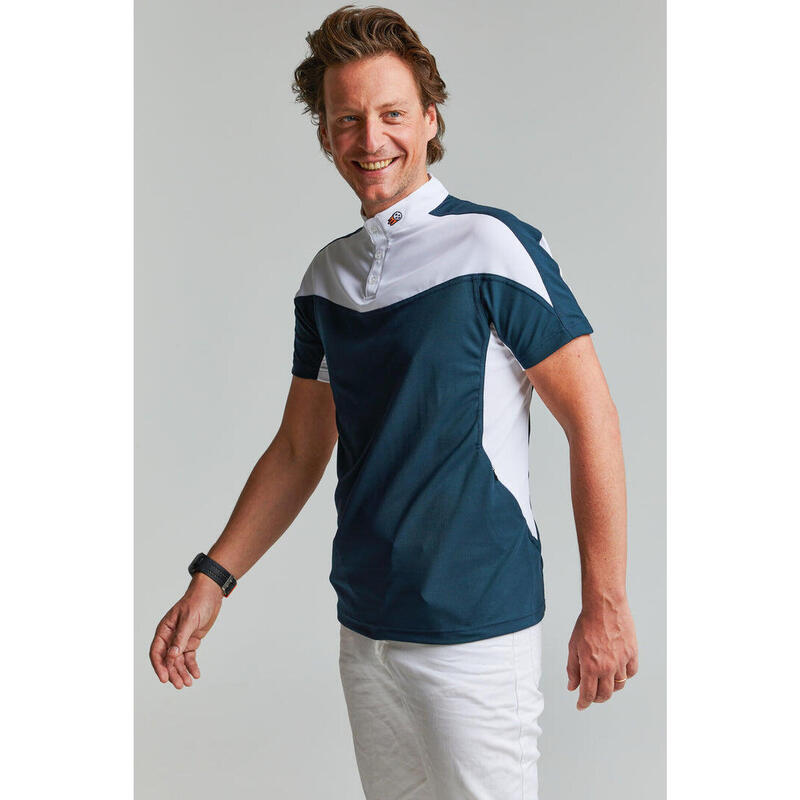 Polo de golf homme bleu Untraced et blanc