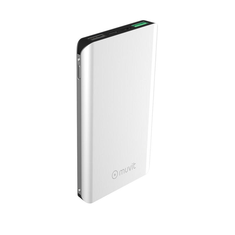Powerbank Muvit 10000 mAh 2 USB 3A+2,1A QC 3,0+2 input(micro usb + tipo C)plata