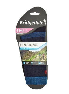 Bridgedale liner coolmax crew 2-pack - navyblauw - dames. 2 paar