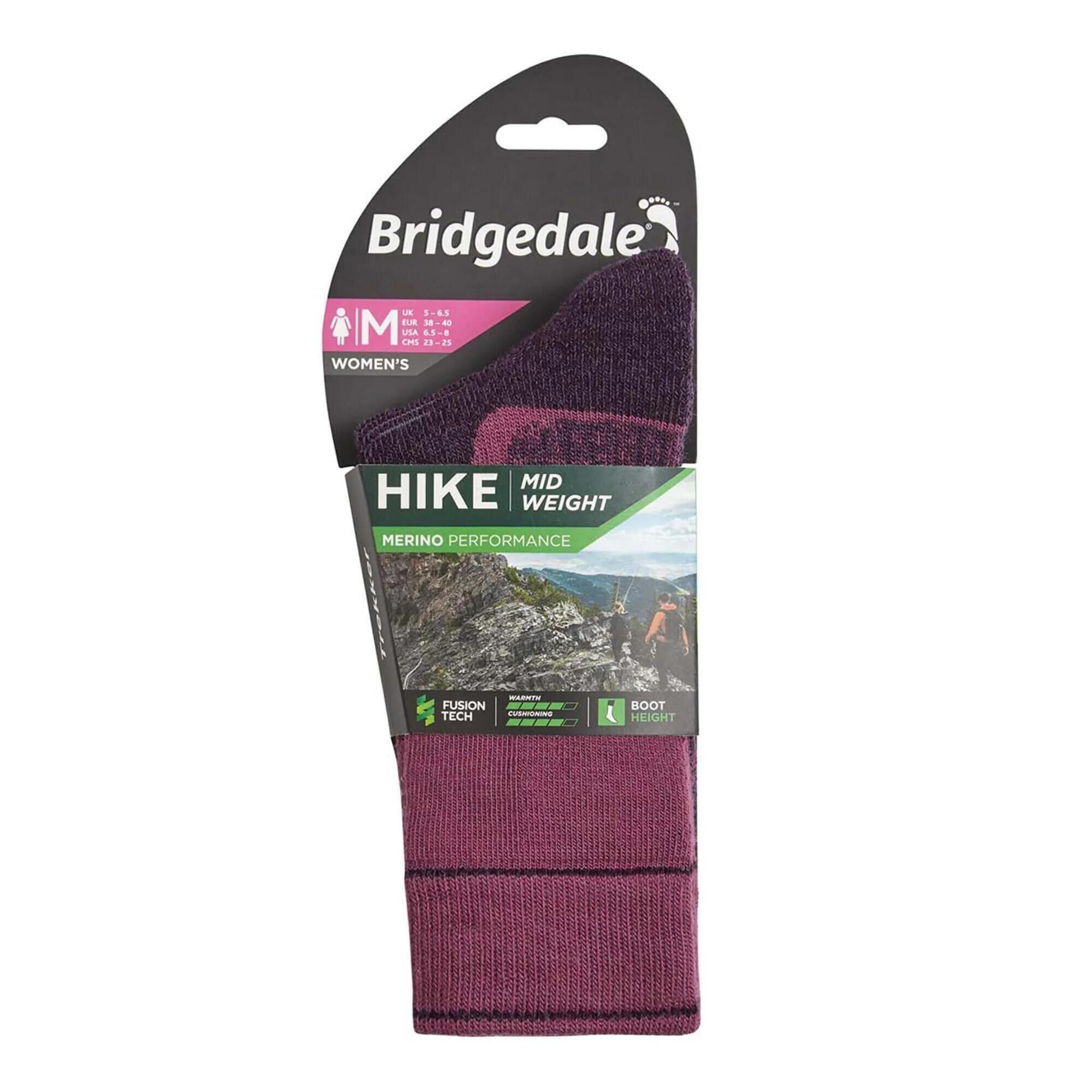 BRIDGEDALE HIKE Midweight Merino Performance Boot Original Women's - Dark mulberry