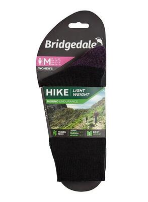 Bridgedale hike lightweight merino crew - zwart - dames