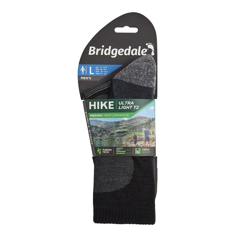 Bridgedale Hike Ultralight T2 Merino Crew - Zwart - Heren