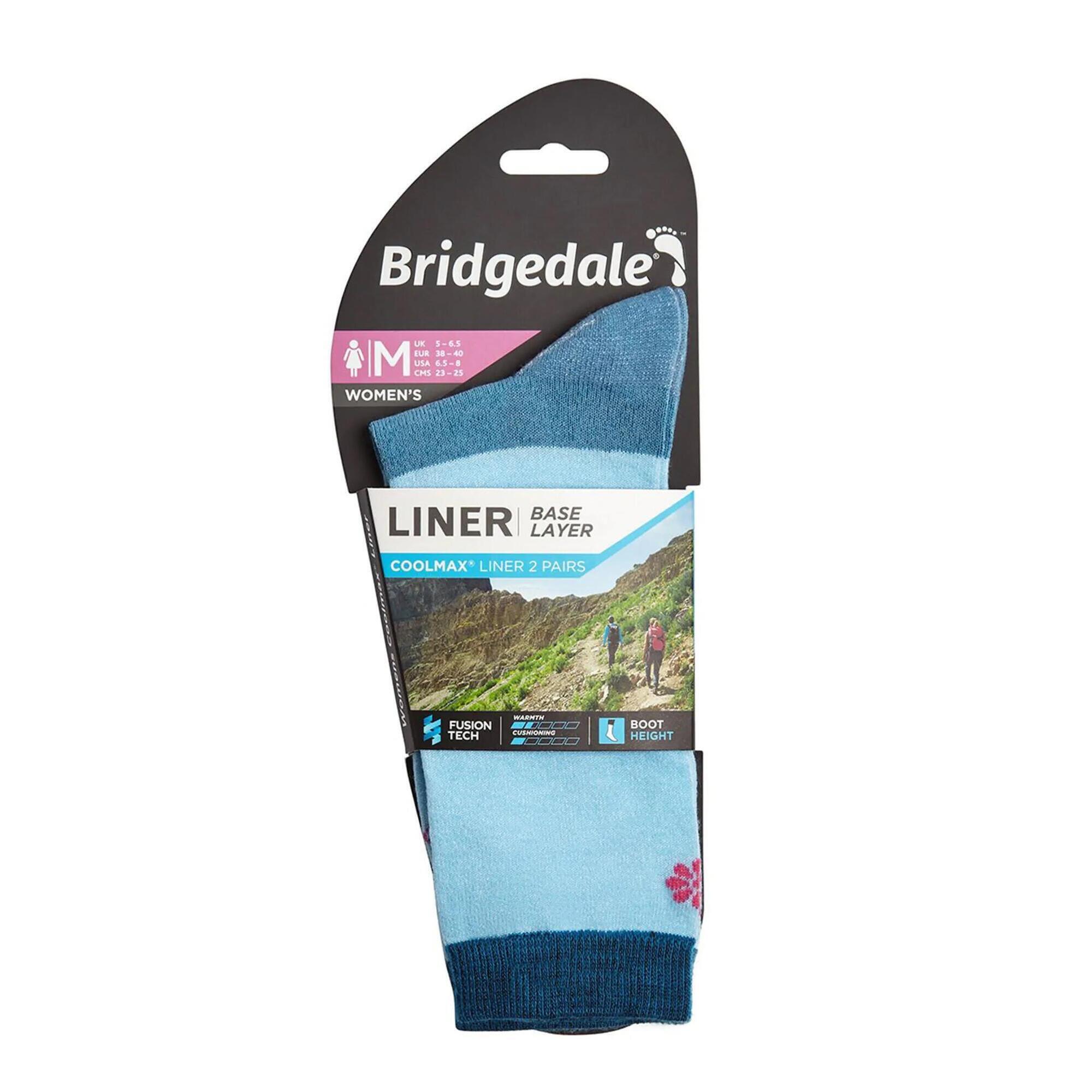 BRIDGEDALE LINER Base Layer Coolmax Liner Boot x 2 Women's - Sky blue