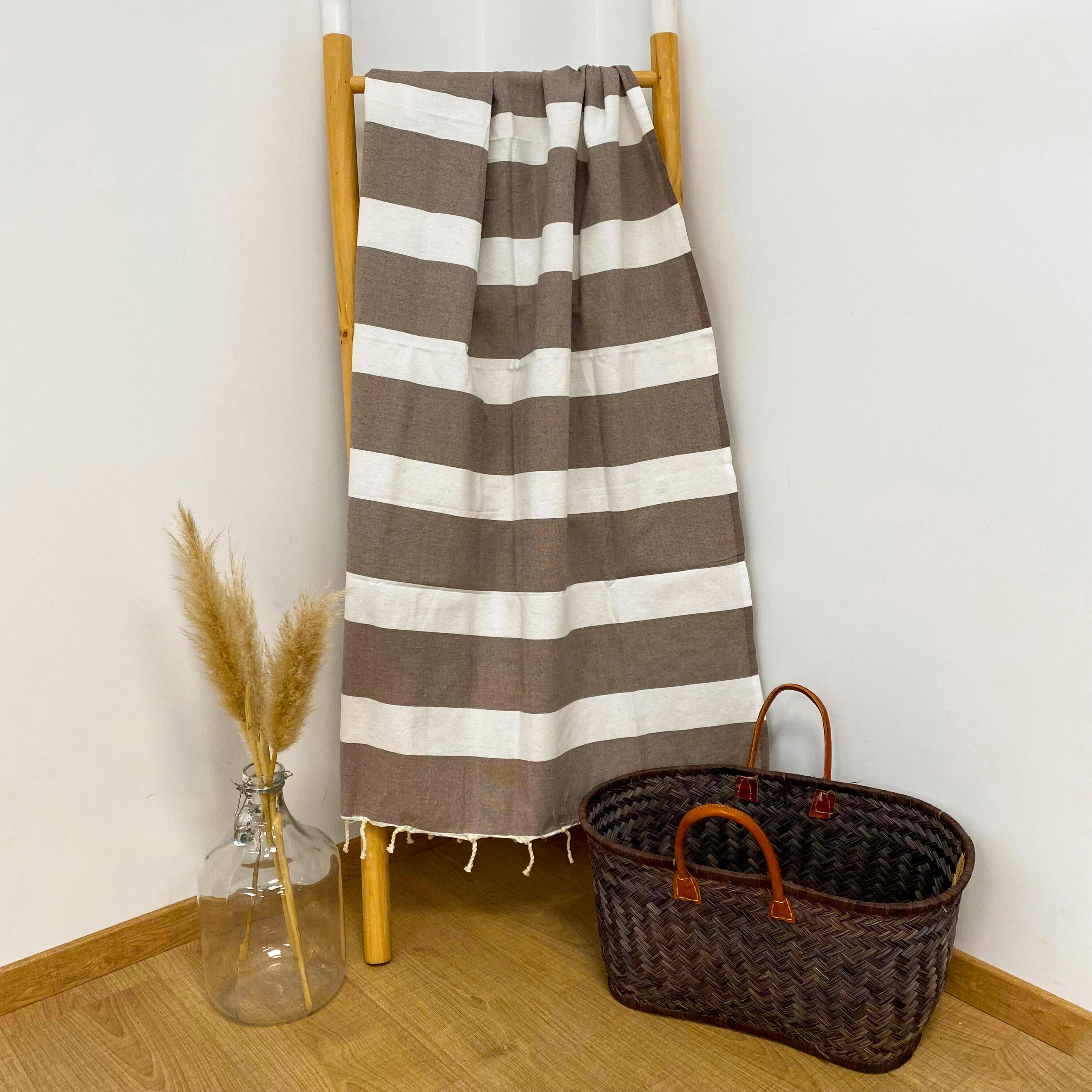 Toalla de Hammam Tejido Plano Tradicional Beige 100x200 190g/m² - Transat Topo 2/3