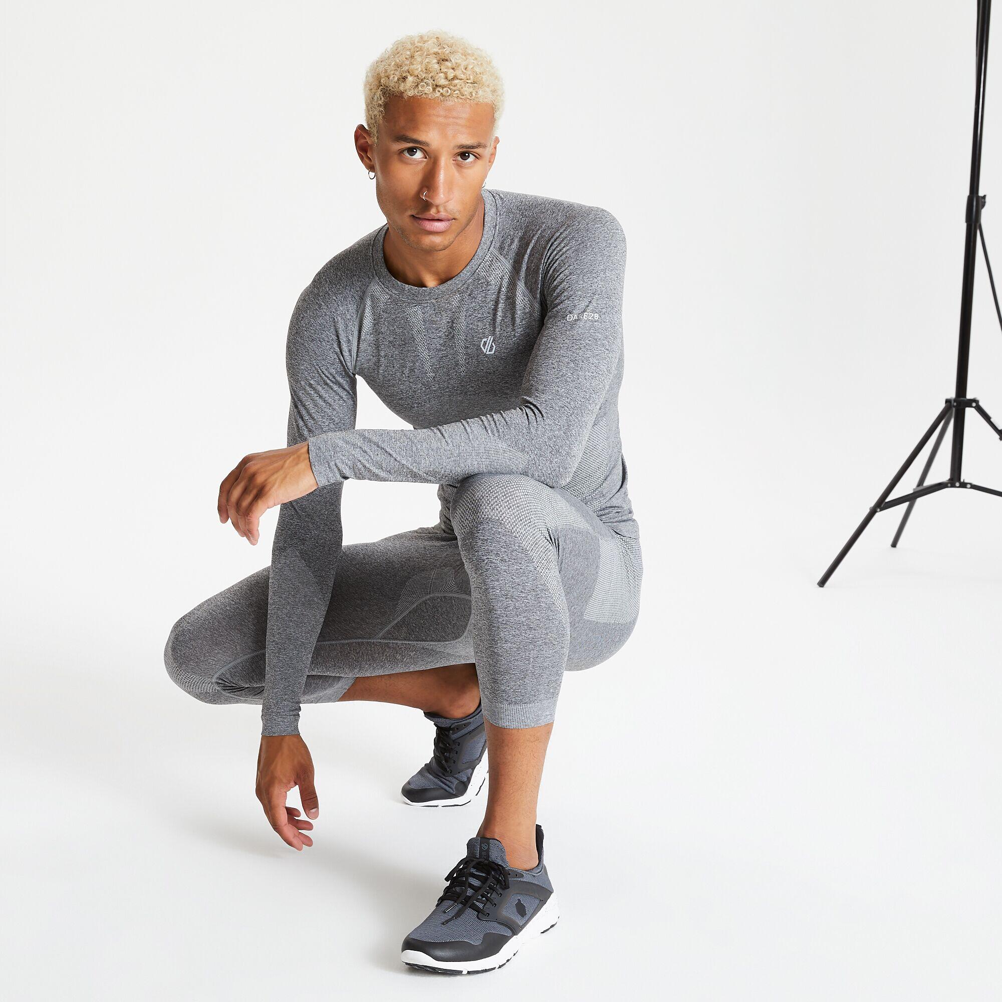 Mens In The Zone 3/4 Base Layer Leggings (Charcoal Grey Marl) 3/5