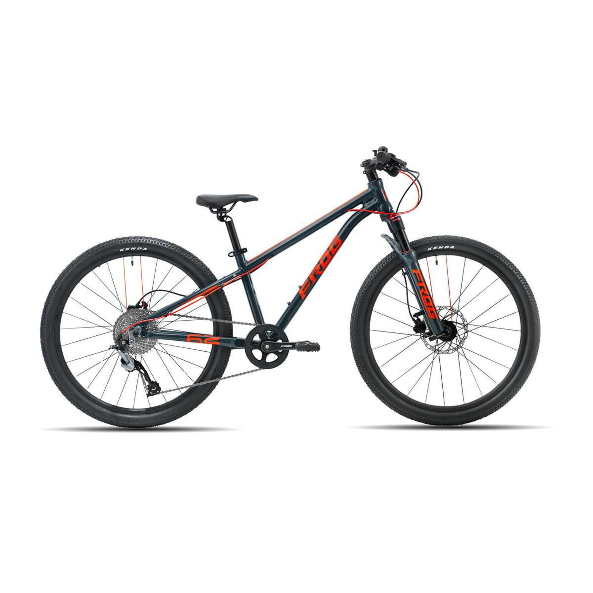 Frog 62 Mountain Bike 24 Kids Bike 8 10 Years Metallic Grey Neon Red FROG BIKES Decathlon