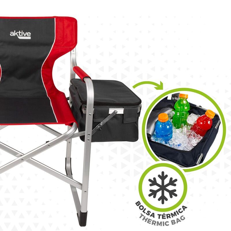 AKTIVE - Chaise Pliante Camping avec Table et Sac Isotherme