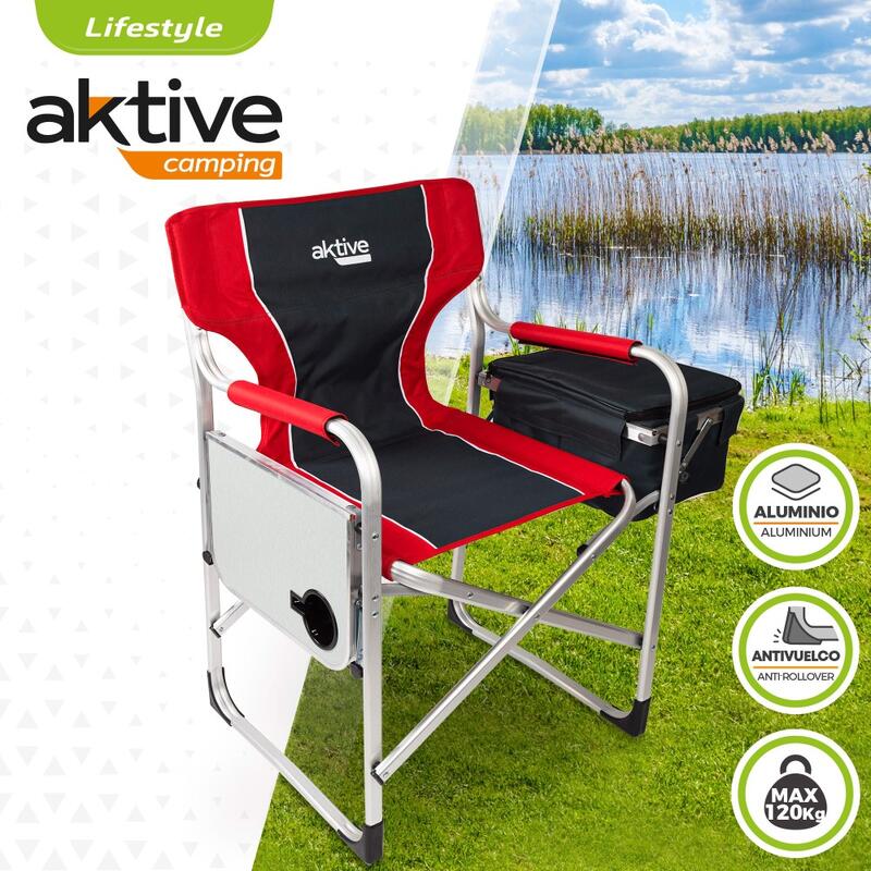 AKTIVE - Chaise Pliante Camping avec Table et Sac Isotherme