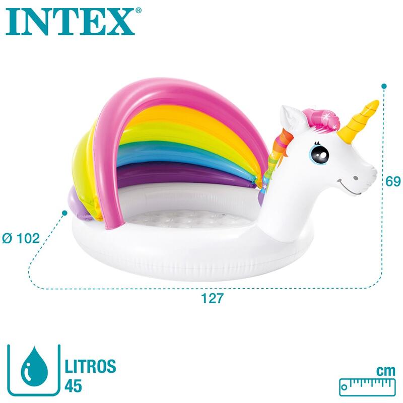 Piscina insuflável para bebés com toldo unicórnio INTEX