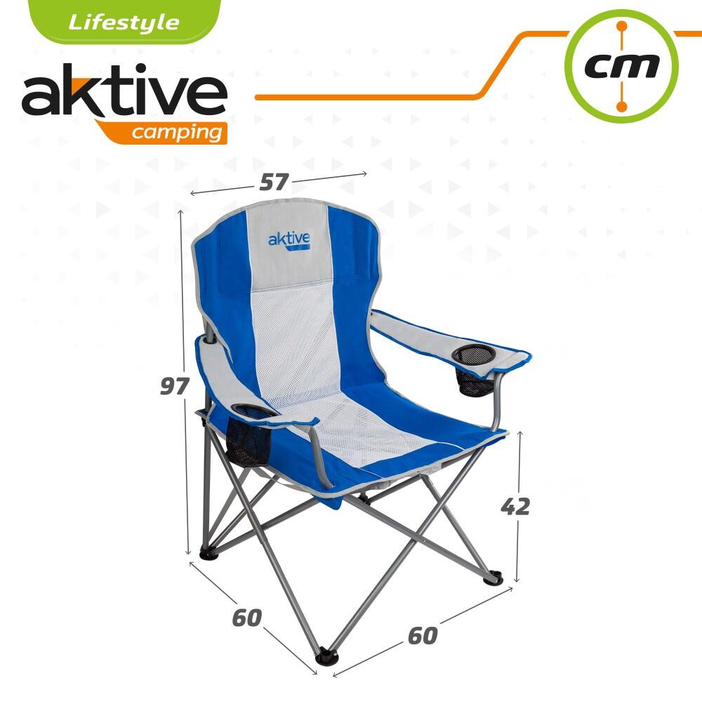 Sedia da campeggio pieghevole XL con maniglia e portabicchieri Aktive 5/5