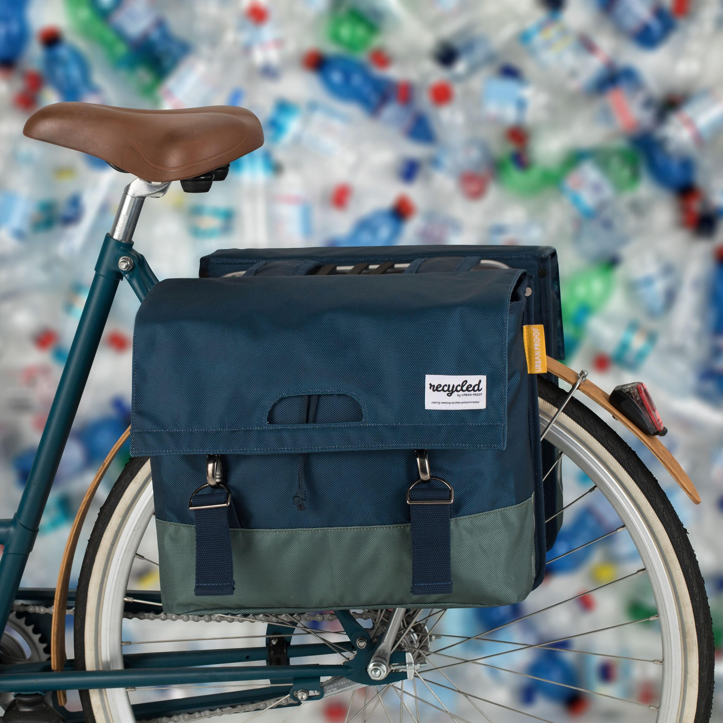 Doppelte Fahrradbeutel 40 Liter Polyethylenblau / Grün 5/6
