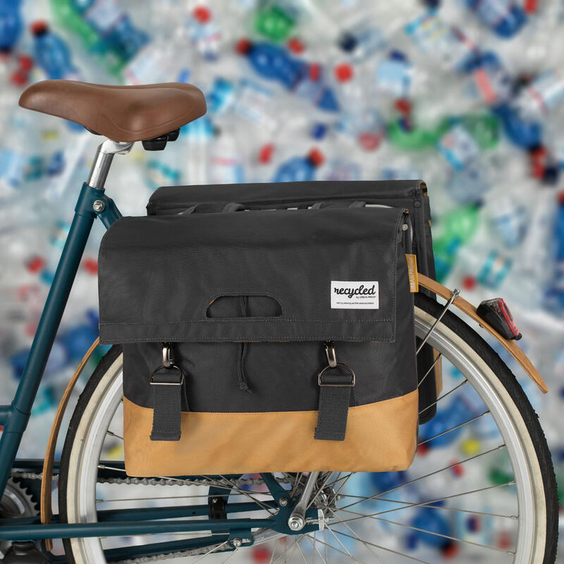 Sac à vélo double robuste 40L en gris et jaune