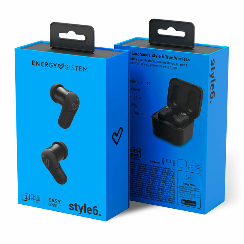 Auriculares in-ear com Bluetooth  Style 6 True Wireless Black