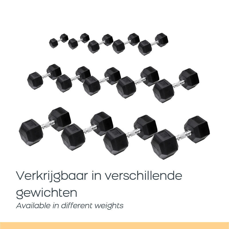 Hex Dumbbell Zwart, 2 kg Gewicht, Set van 2, Krachttraining