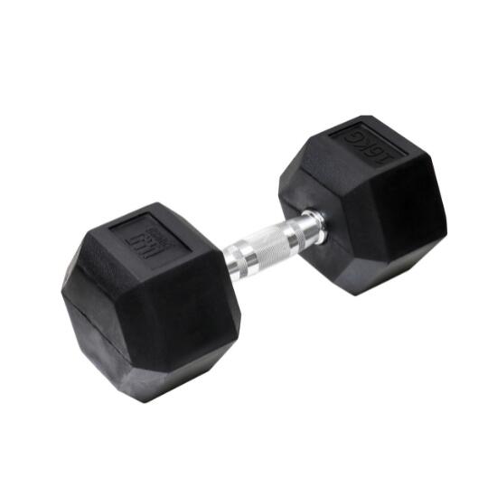 Orange Gym Hex Dumbbell Black - 16 kg