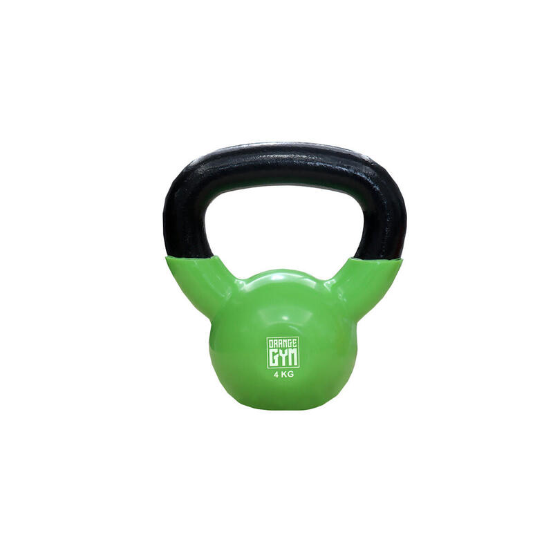 Vinyl Kettlebell, 4 kg Gewicht, Neoprene Coating, Krachttraining