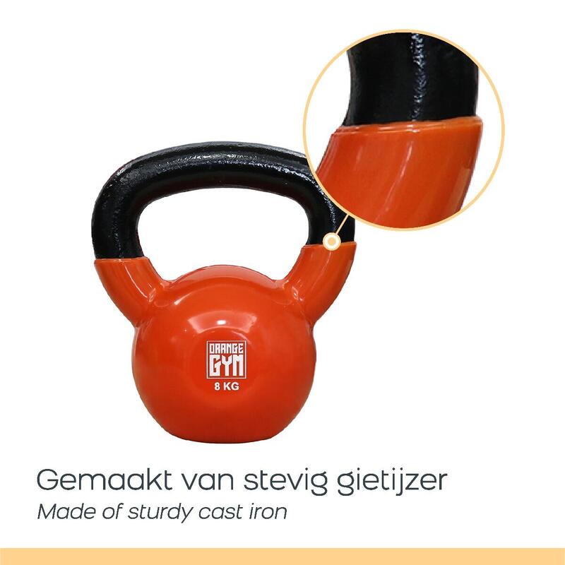 Vinyl Kettlebell, 4 kg Gewicht, Neoprene Coating, Krachttraining