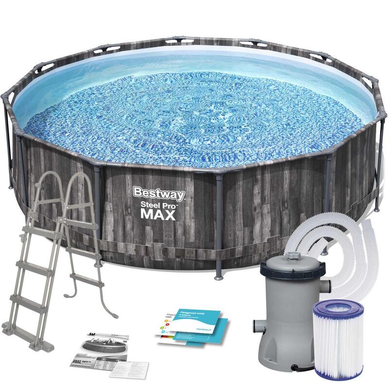 Piscine tubulaire ronde Steel Pro Max décor bois 3,66 x 1,00 m - Bestway