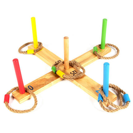 Ringwurfspiel aus Holz mit 5 Pfählen Omada