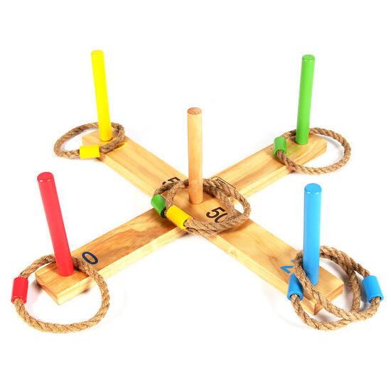 Ringwurfspiel aus Holz mit 5 Pfählen Omada