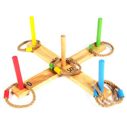 Jeu de lancer d’anneaux en bois avec 5 piquets Omada
