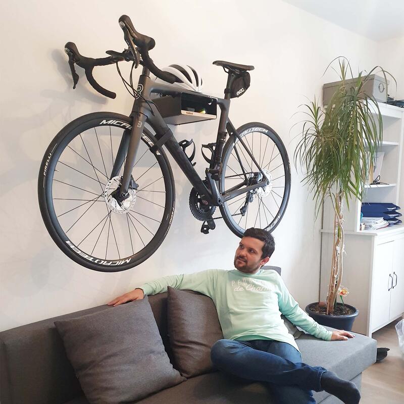 Soporte de pared para bicicletas - Madera y aluminio - Estante - Negro - S-RACK